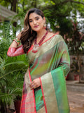 Green Banarasi Silk Zari Woven Traditional Saree with Blouse