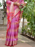 Purple Banarasi Silk Zari Woven Traditional Saree with Blouse