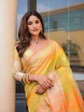 Orange Banarasi Handloom Silk Zari Woven Traditional Saree with Blouse
