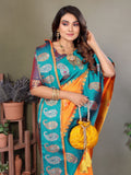 Orange Soft Banarasi Silk Zari Woven Designer Saree with Blouse