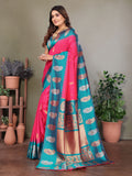 Rani Pink Soft Banarasi Silk Zari Woven Designer Saree with Blouse
