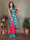 Rani Pink Soft Banarasi Silk Zari Woven Designer Saree with Blouse