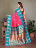 Rani Pink Soft Banarasi Silk Zari Woven Designer Saree with Blouse