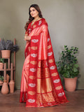 Pink Soft Banarasi Silk Zari Woven Designer Saree with Blouse