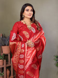 Pink Soft Banarasi Silk Zari Woven Designer Saree with Blouse