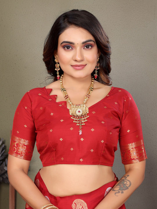 Pink Soft Banarasi Silk Zari Woven Designer Saree with Blouse