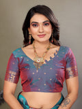 Baby Pink Soft Banarasi Silk Zari Woven Designer Saree with Blouse