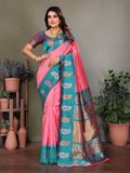 Baby Pink Soft Banarasi Silk Zari Woven Designer Saree with Blouse