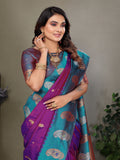 Purple Soft Banarasi Silk Zari Woven Designer Saree with Blouse