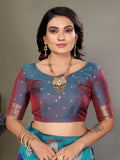 Purple Soft Banarasi Silk Zari Woven Designer Saree with Blouse