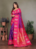 Lavender Soft Banarasi Silk Zari Woven Designer Saree with Blouse