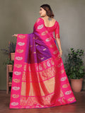 Lavender Soft Banarasi Silk Zari Woven Designer Saree with Blouse