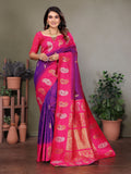 Lavender Soft Banarasi Silk Zari Woven Designer Saree with Blouse