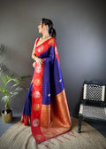 Blue Soft Banarasi Silk Zari Woven Designer Saree with Blouse