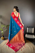 Teal Soft Banarasi Silk Zari Woven Designer Saree with Blouse