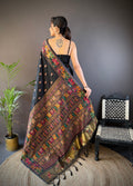 Black Pashmina Silk Kashmiri Meena Woven Designer Saree with Blouse