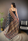 Black Pashmina Silk Kashmiri Meena Woven Designer Saree with Blouse
