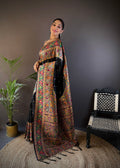Black Pashmina Silk Kashmiri Meena Woven Designer Saree with Blouse