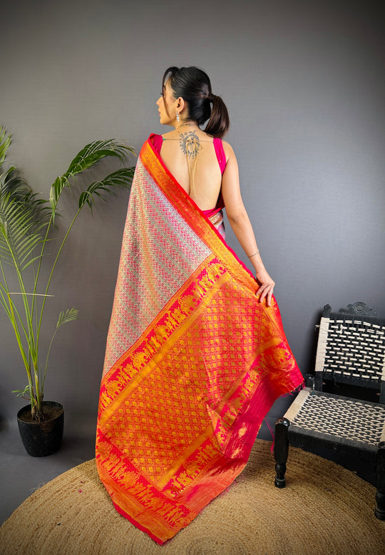 Multicolor Premium Dharmavaram Silk Meenakari Weaving Designer Saree with Blouse