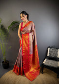 Multicolor Premium Dharmavaram Silk Meenakari Weaving Designer Saree with Blouse