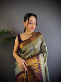 Multicolor Premium Dharmavaram Silk Meenakari Weaving Designer Saree with Blouse