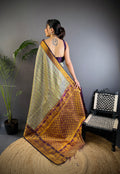Multicolor Premium Dharmavaram Silk Meenakari Weaving Designer Saree with Blouse