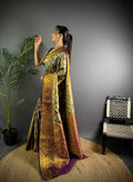Multicolor Premium Dharmavaram Silk Meenakari Weaving Designer Saree with Blouse