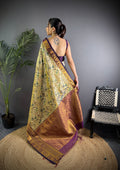 Multicolor Premium Dharmavaram Silk Meenakari Weaving Designer Saree with Blouse