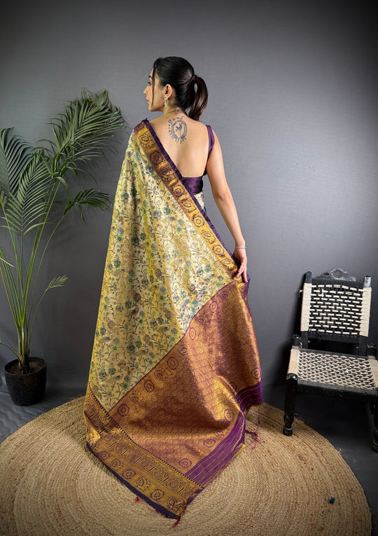 Multicolor Premium Dharmavaram Silk Meenakari Weaving Designer Saree with Blouse