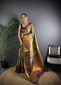 Multicolor Premium Dharmavaram Silk Meenakari Weaving Designer Saree with Blouse
