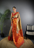 Multicolor Premium Dharmavaram Silk Meenakari Weaving Designer Saree with Blouse