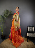 Multicolor Premium Dharmavaram Silk Meenakari Weaving Designer Saree with Blouse
