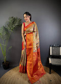 Multicolor Premium Dharmavaram Silk Meenakari Weaving Designer Saree with Blouse
