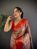 Multicolor Premium Dharmavaram Silk Meenakari Weaving Designer Saree with Blouse