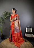 Multicolor Premium Dharmavaram Silk Meenakari Weaving Designer Saree with Blouse