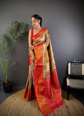 Multicolor Premium Dharmavaram Silk Meenakari Weaving Designer Saree with Blouse