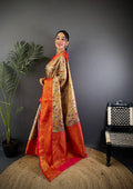 Multicolor Premium Dharmavaram Silk Meenakari Weaving Designer Saree with Blouse
