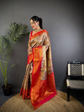 Multicolor Premium Dharmavaram Silk Meenakari Weaving Designer Saree with Blouse