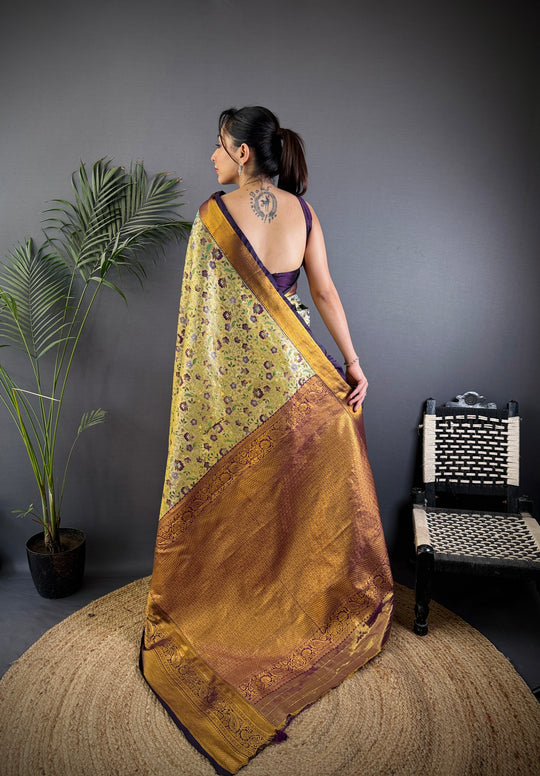Multicolor Premium Dharmavaram Silk Meenakari Weaving Designer Saree with Blouse