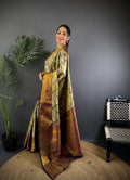 Multicolor Premium Dharmavaram Silk Meenakari Weaving Designer Saree with Blouse