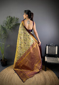 Multicolor Premium Dharmavaram Silk Meenakari Weaving Designer Saree with Blouse