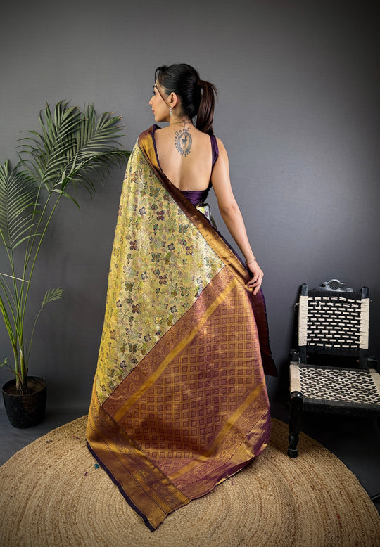 Multicolor Premium Dharmavaram Silk Meenakari Weaving Designer Saree with Blouse