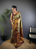 Multicolor Premium Dharmavaram Silk Meenakari Weaving Designer Saree with Blouse