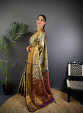 Multicolor Premium Dharmavaram Silk Meenakari Weaving Designer Saree with Blouse