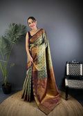 Multicolor Premium Dharmavaram Silk Meenakari Weaving Designer Saree with Blouse
