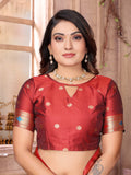 Black Paithani Silk Meenakari Woven Designer Saree With Blouse
