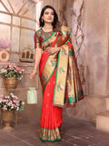 Red Paithani Silk Meenakari Woven Designer Saree With Blouse