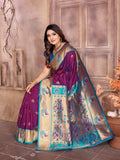Purple Paithani Silk Meenakari Woven Designer Saree With Blouse