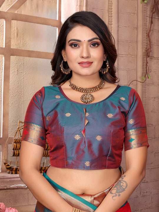 Rani Pink Paithani Silk Meenakari Woven Designer Saree With Blouse