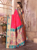 Rani Pink Paithani Silk Meenakari Woven Designer Saree With Blouse